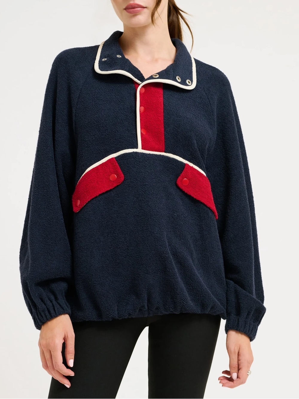 Rumored Navy & Red Pullover French Terry Jacket Sz M